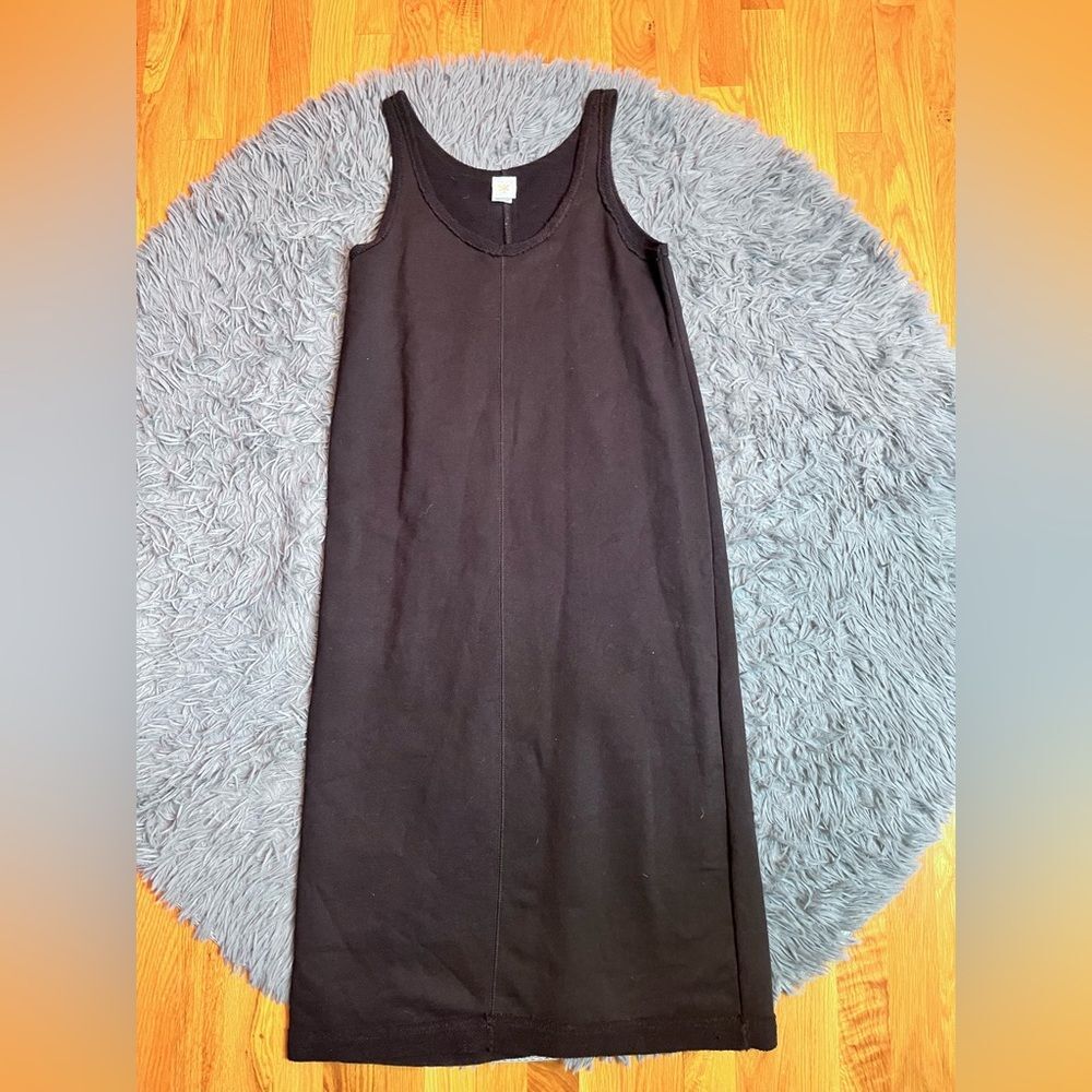 Wild Palms Black French Terry Midi Dress Size M Minimalist Chic